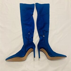Zara Satin Heeled Over the Knee Thigh High Boots Sz 40